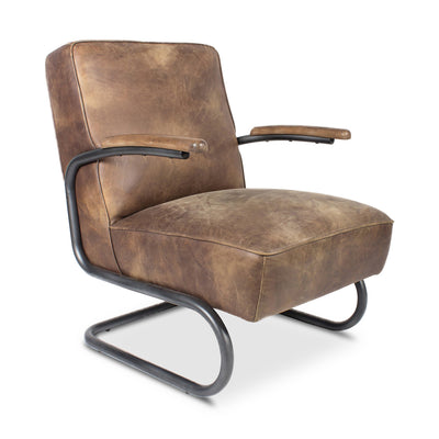 **Perth Club Chair Grazed Brown Leather