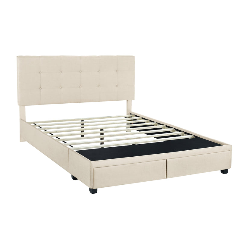 King Storage Bed - Linen (6629781143648)