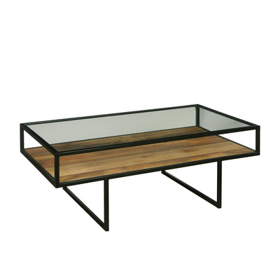 Iron Coffee Table with Glass Top (6629792645216)