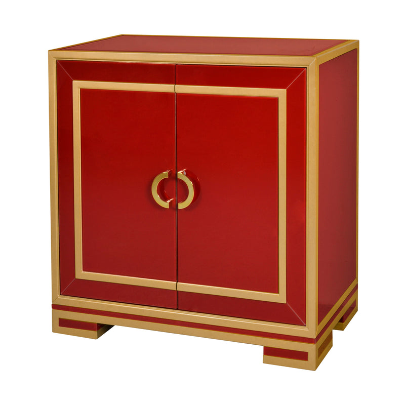 Two Door Wine & Gold Glass Chest (6629795463264)