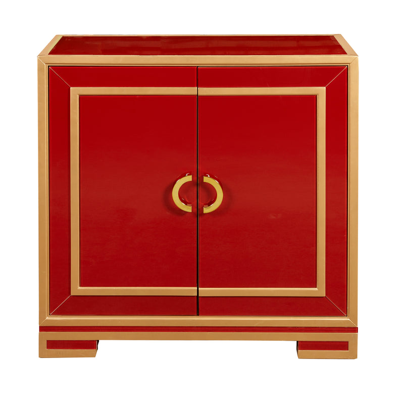 Two Door Wine & Gold Glass Chest (6629795463264)