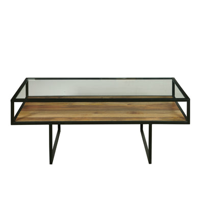 Iron Coffee Table with Glass Top (6629792645216)