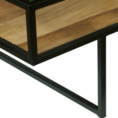 Iron Coffee Table with Glass Top (6629792645216)