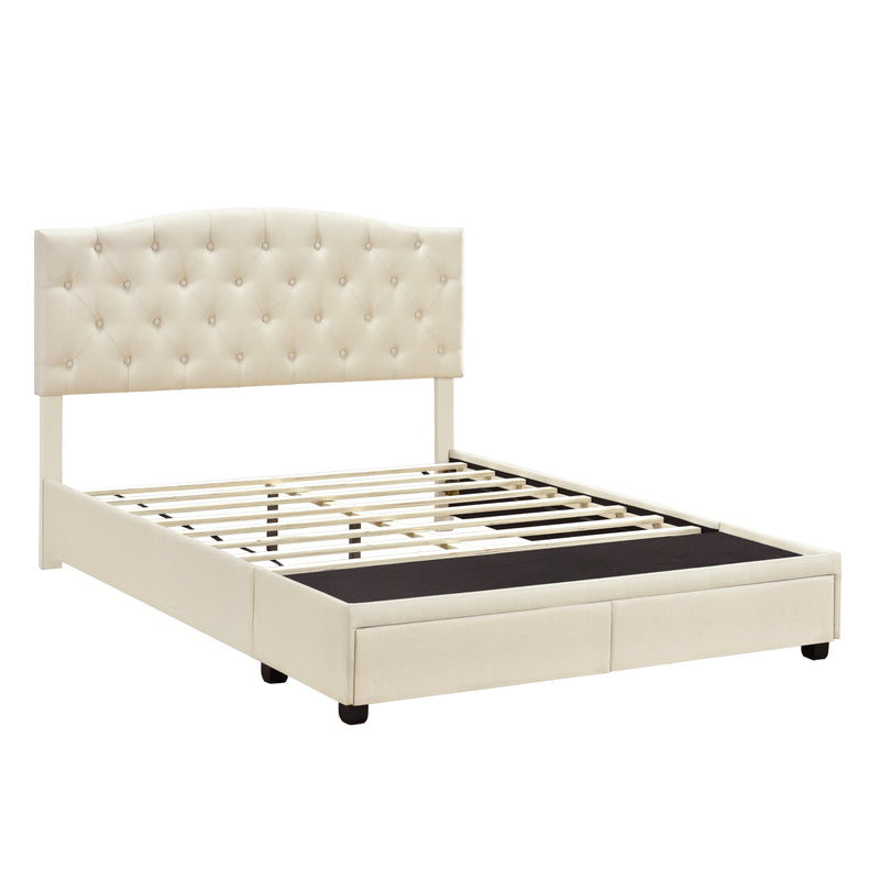 King Tufted Storage Bed - Linen (6629790744672)