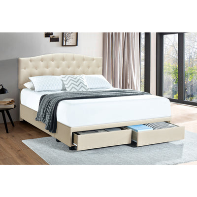 King Tufted Storage Bed - Linen (6629790744672)